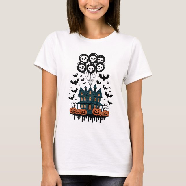 T-shirt Éffrayant Halloween gothique - Maison hantée (Devant)