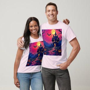 T-shirt Éffrayant Halloween Haunted Mansion Art