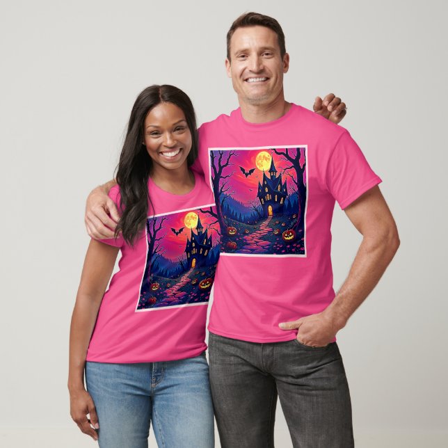 T-shirt Éffrayant Halloween Haunted Mansion Art (Unisexe)