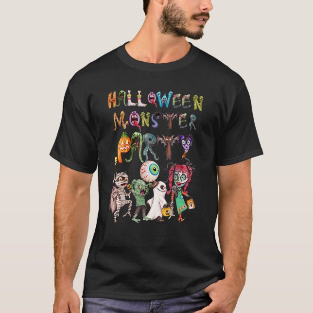 T-shirt Éffrayant Halloween Monster Party Trick Ou Traiter (Devant)