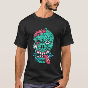 T-shirt Éffrayant Halloween Party Scary Zombie Tee Funny T