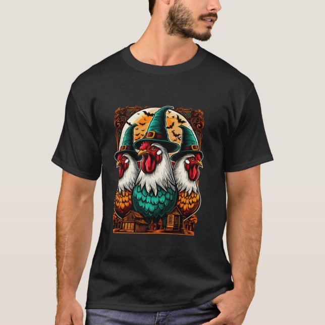T-shirt Éffrayant Halloween Poulets Drôle Poulets Spoo sor (Devant)