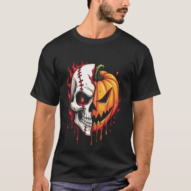 T-shirt Éffrayant Halloween Sleleton Citrouille Pastel Got (Devant)