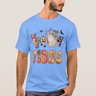 T-shirt Éffrayant Halloween Vibes Fleur Power Retro Hippy