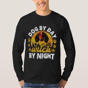 T-shirt Éffrayant Halloween Witch Dachshund Saucisse Chien