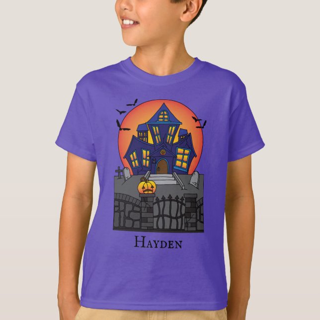 T-shirt Éffrayant Haunted House Kids Halloween (Devant)