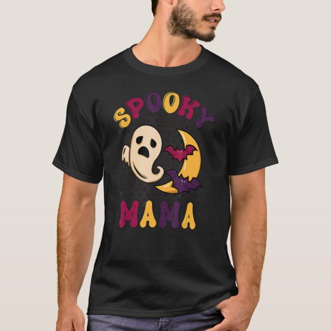 T-shirt Éffrayant Mama Halloween Retro Super Ghost Group C (Devant)