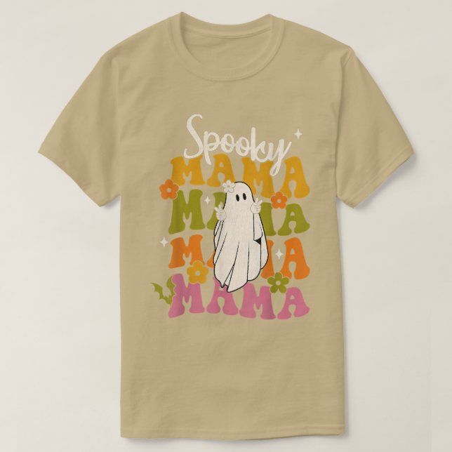 T-shirt Éffrayant Mama Hippie Floral Ghost Retro Super Hal (Design devant)