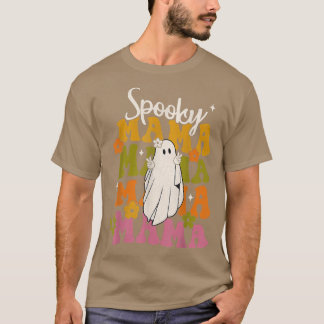 T-shirt Éffrayant Mama Hippie Floral Ghost Retro Super Hal