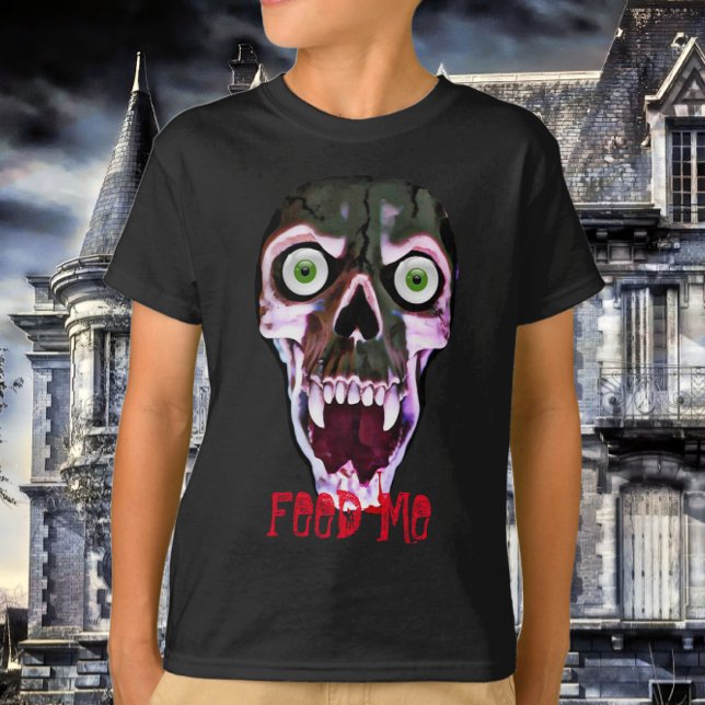T-shirt Effrayant Me Feed Bloody Halloween Ghoul Crâne (Créateur téléchargé)