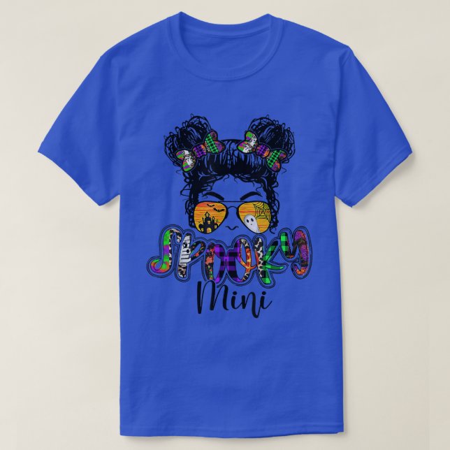 T-shirt Éffrayant Mini Halloween Messy Bun Hair Mimi Grand (Design devant)