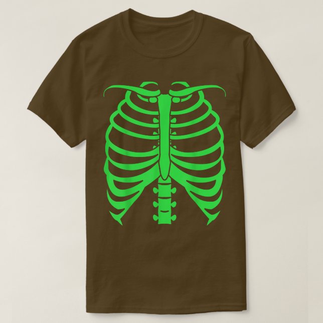 T-shirt Effrayant Neon Green Skeleton Bones (Design devant)