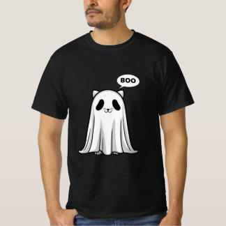 T-shirt Éffrayant Panda Cat Ghost - Cute Halloween Boo