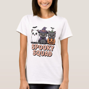 T-shirt éffrayant Squad Cute Halloween Chats   Kaw