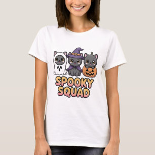 T-shirt éffrayant Squad Cute Halloween Chats   Kaw