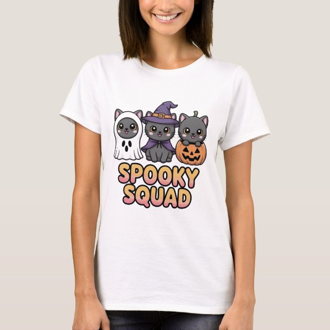T-shirt éffrayant Squad Cute Halloween Chats | Kaw (Devant)