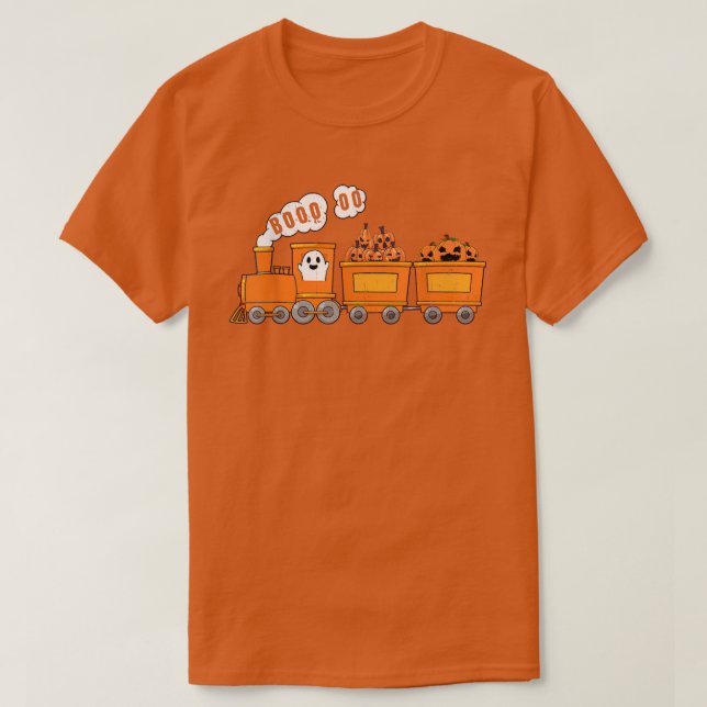 T-shirt Éffrayant Train d'Halloween Boo Funny Ghost Citrou (Design devant)