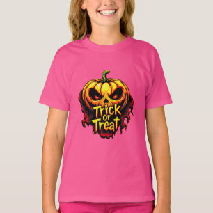 T-shirt Éffrayant "Trick or Treat" Citrouille Halloween Ar