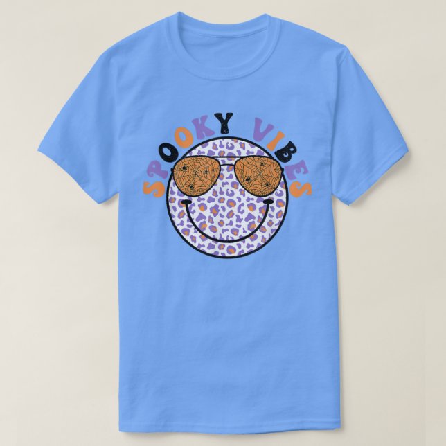 T-shirt Éffrayant Vibes rétro face heureuse Halloween Auto (Design devant)