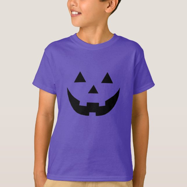 T-shirt Éffrayant violet noir Jack-o'-lantern mignon Hallo (Devant)