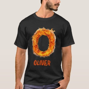 T-shirt Éffrayante flamme Oliver Halloween Lettre garçon N