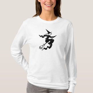 T-shirt éffrayante sorcière halloween sur le broomstick vo