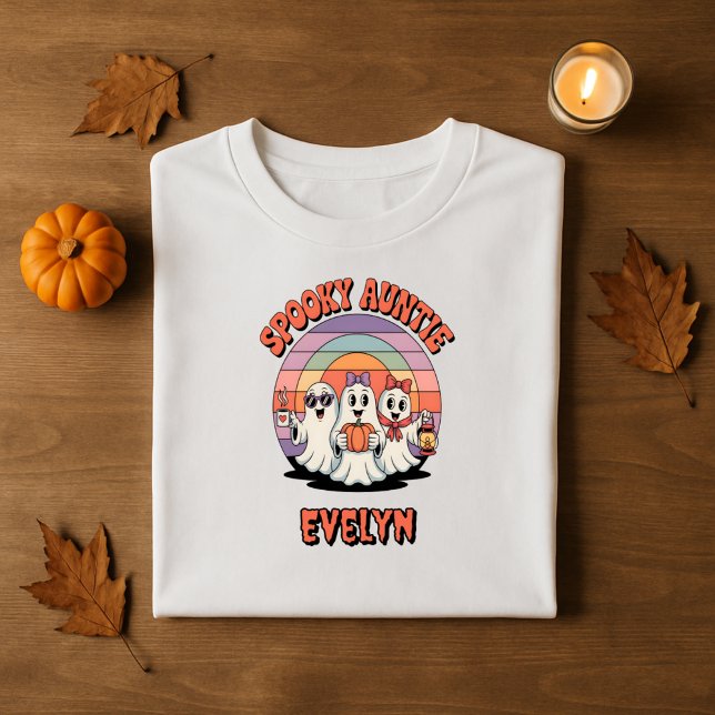 T-shirt Éffrayante Tante fantôme rétro Halloween Femmes (Créateur téléchargé)