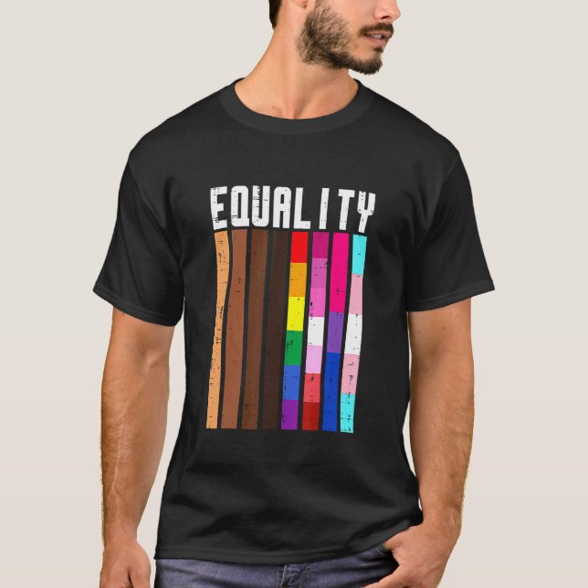 T-shirt Égalité Black Lgbt Pride Rainbow Lesbian Gay Bi T (Devant)