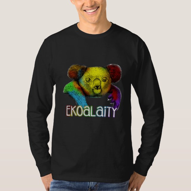 T-shirt Égalité Ekoality Cute Koala Rainbow Lgbt Pride F (Devant)