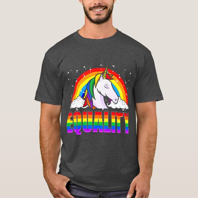T-shirt Egalité Unicorne Arc en ciel drapeau Gay pride LGB (Devant)