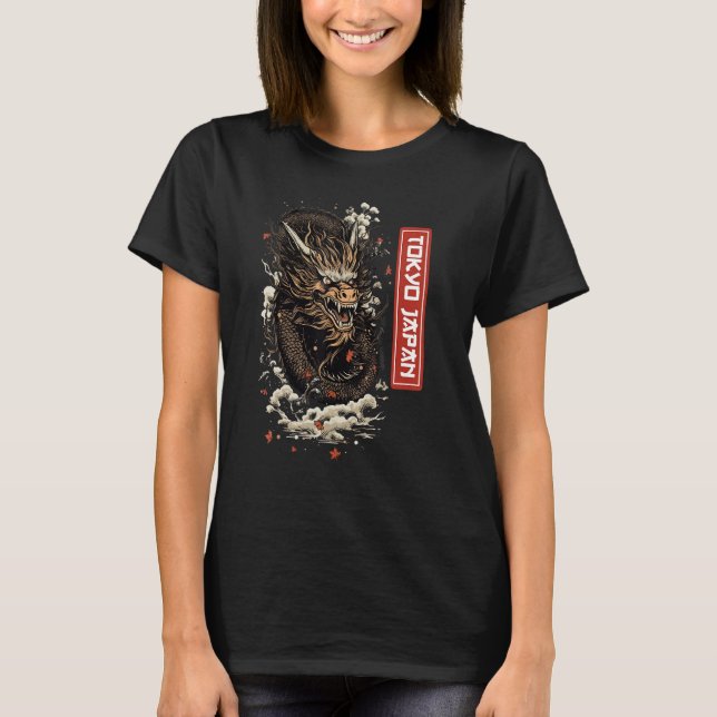 T-shirt Egendary Animals Japanese Dragon Tokio Graphic Wom (Devant)