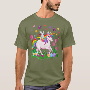 T-shirt Egg Basket Rabbit Riding Unicorn Happy Easter