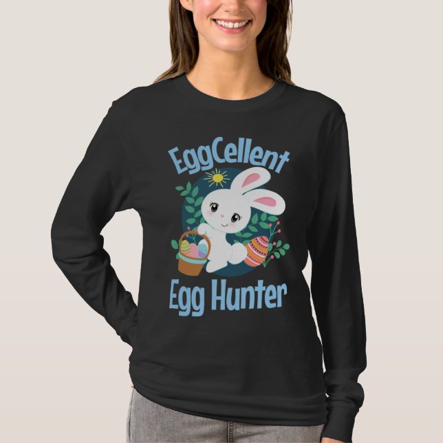 T-shirt Eggcellent Egg Hunter Cute Easter Bunny Quote Sayi (Devant)