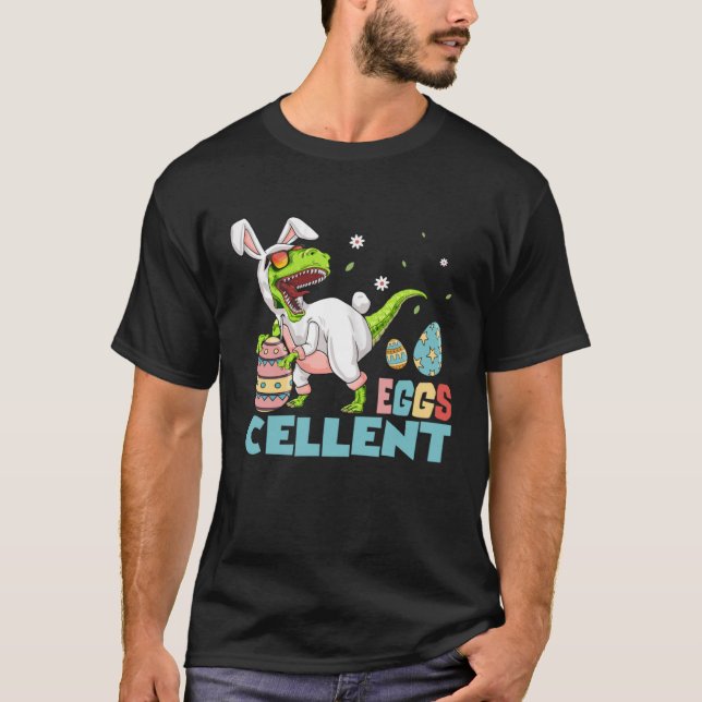 T-shirt Eggent Rex Dinosaur Easter Bunny Egg Garçons (Devant)