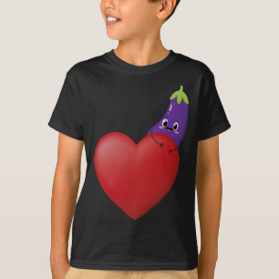 T-shirt Eggplant Drôle Avec Gros Coeur Fruit Vega