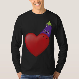 T-shirt Eggplant Drôle Avec Gros Coeur Fruit Vega