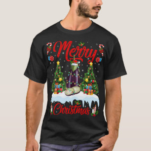 T-shirt Eggplant Fruit Lover Xmas Éclairage Père Noël Eggp