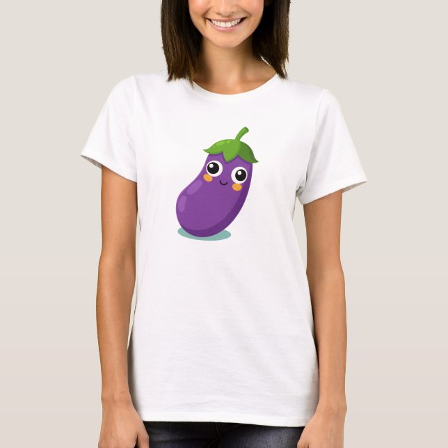 T-shirt Éggplant Funny Caractère, Cute Veggie (Devant)