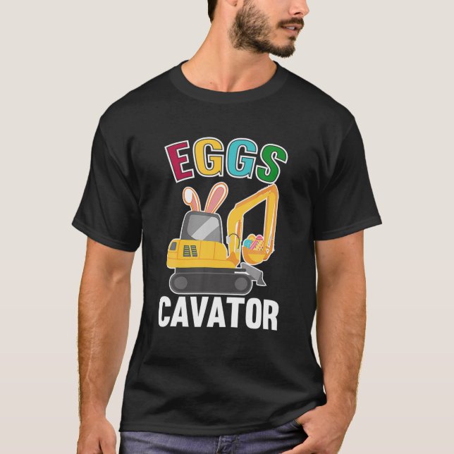 T-shirt Eggscavator Drôle Excavateur OEufs Chasse Enfants  (Devant)
