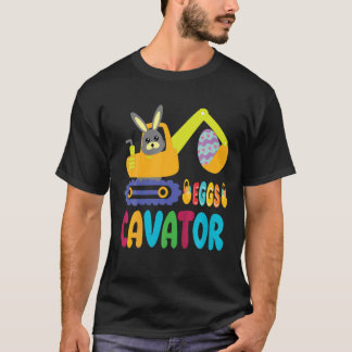 T-shirt Eggscavator Happy Pâques drôle Excavateur Chasse E