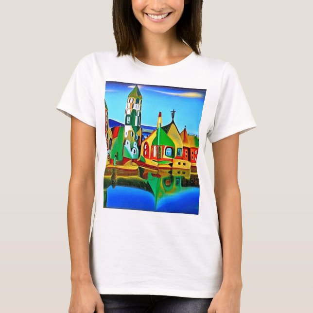 T-shirt Église en bord de mer 2 (Devant)