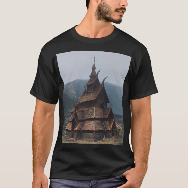 T-shirt Église médiévale Stave en Norvège (1890) (Devant)