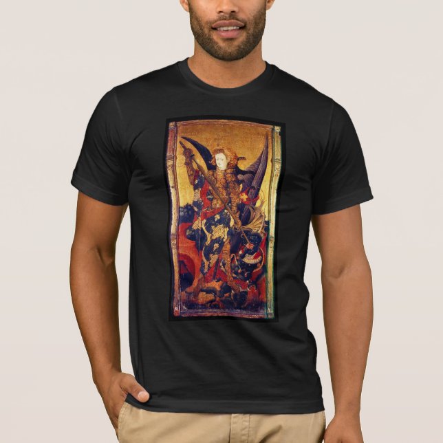 T-shirt Église Saint-Michel-Vanquishing Devil as Medieval  (Devant)