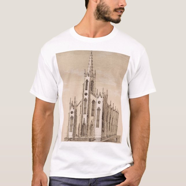 T-shirt Église Saint-Nicolas de New York croquis vintage (Devant)