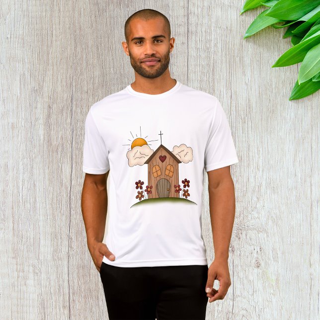 T-shirt Église Sunny Avec Fleurs Rustique Charme De Pays (Créateur téléchargé)