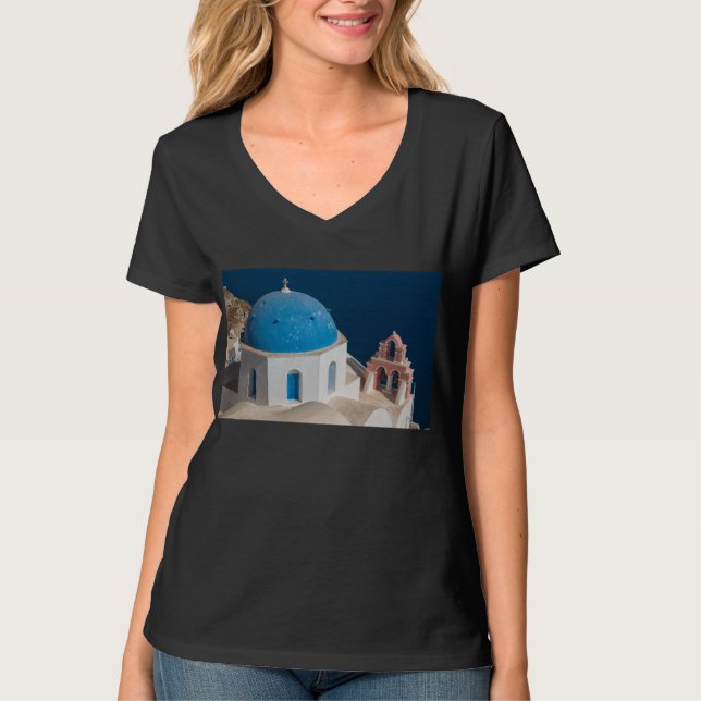 T-shirt Église sur l'île de Santorin, Grèce (Devant)