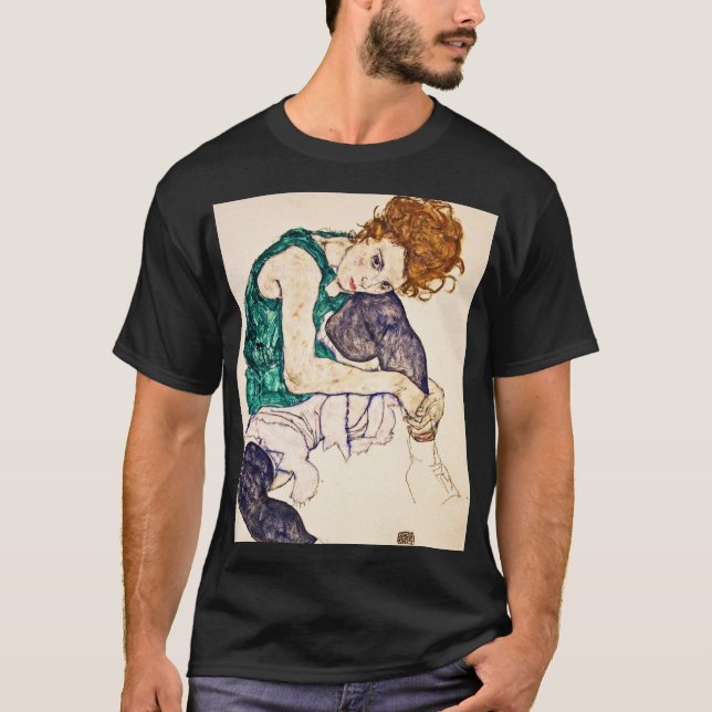 T-shirt Egon Schiele - femme assise avec des jambes (Devant)