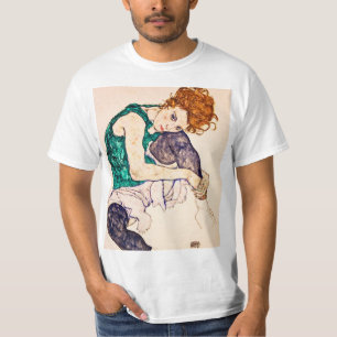 T-shirt Egon Schiele - femme assise avec des jambes