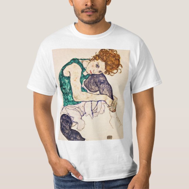T-shirt Egon Schiele - femme assise avec des jambes (Devant)