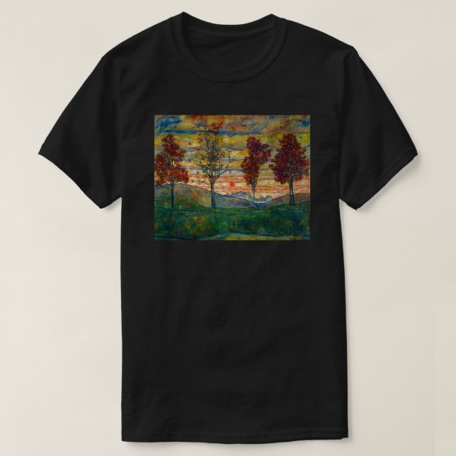 T-shirt Egon Schiele Paintings | Vier Baeume -Four Trees  (Design devant)